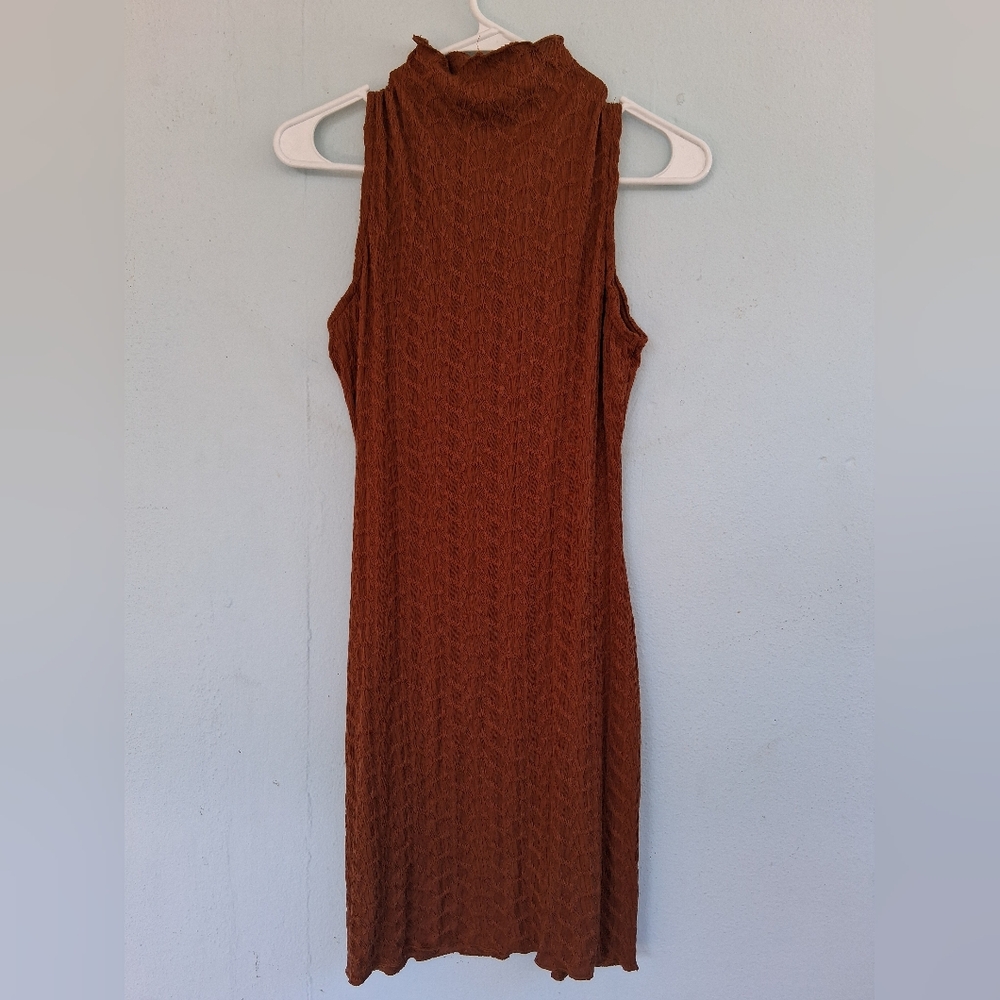 Cider Textured Rust Mini Dress